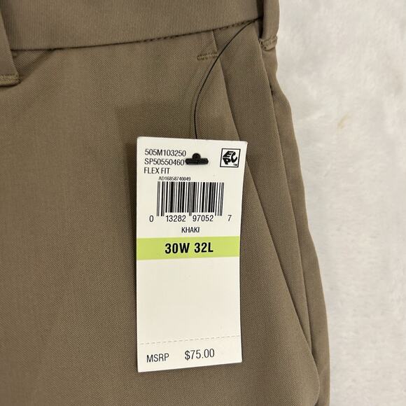 Van Heusen Mens Size 30 X 32 Khaki Flex Straight-Fit No-Iron Dress Pants NWT - Picture 3 of 14